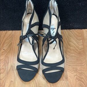 Black peep toe bootie shoes size 6.5 By Nina shoes 3" heel